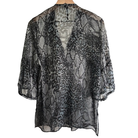 Embellished Animal Print Sheer Tunic Top Women’s Size XL Boho Peasant Dressy - Picture 9 of 16